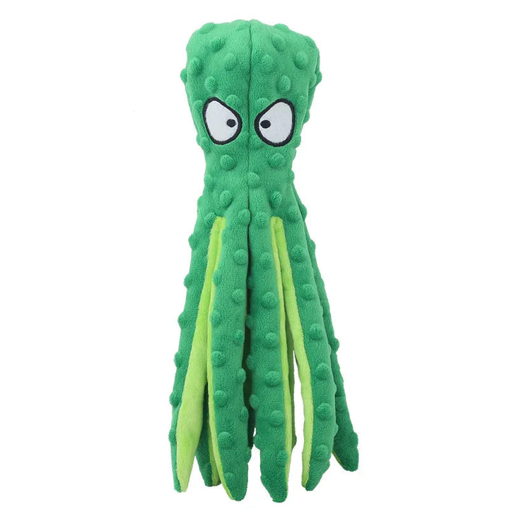 Purple no stuffing octopus squeaky dog toy, perfect for dog enrichment activities.