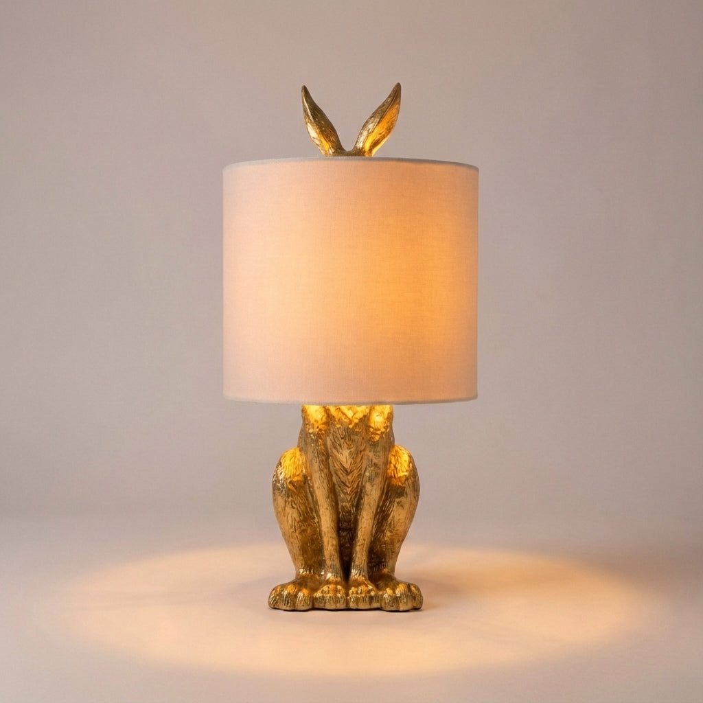 Noctebelle masked animal accent table lamp. Unique sculptural lighting in resin for modern home decor & ambient light.