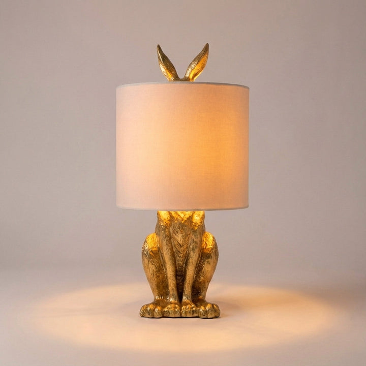 Noctebelle masked animal accent table lamp. Unique sculptural lighting in resin for modern home decor & ambient light.