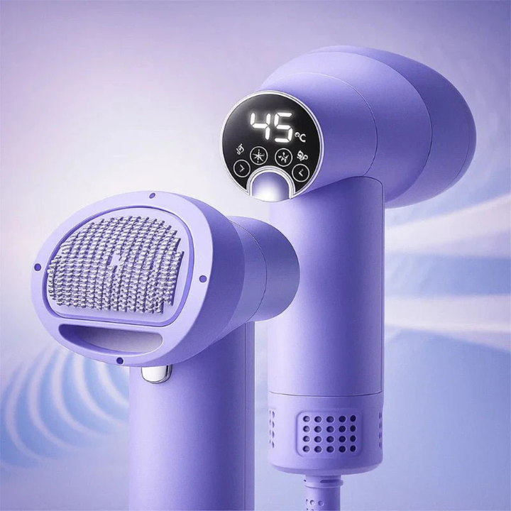 White 2-in-1 pet dryer and brush by Noko Pets for efficient, quiet dog and cat grooming.