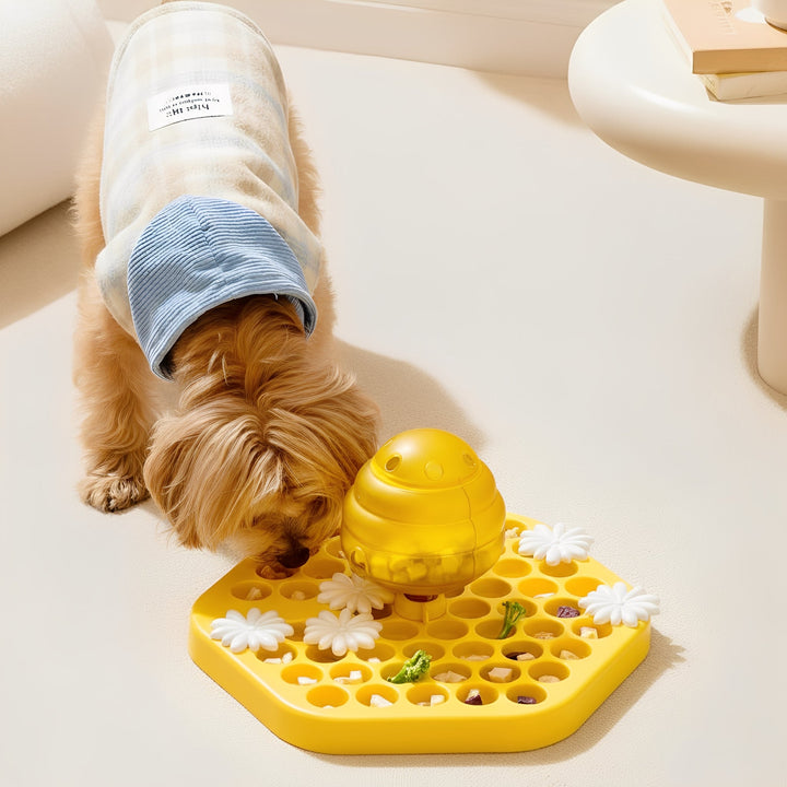 Non-slip puzzle slow feeder dog bowl promoting healthy eating & mental stimulation for pets