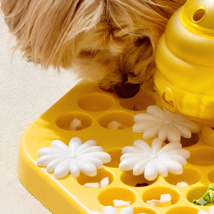 Interactive slow feeder dog bowl with puzzle design, non-slip base, durable pet supplies