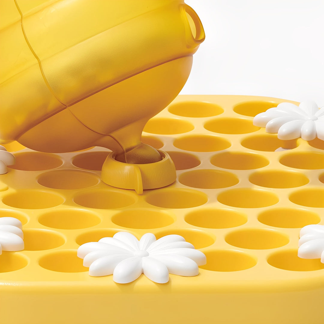 Close-up of puzzle slow feeder dog bowl texture, designed for healthy eating and mental stimulation
