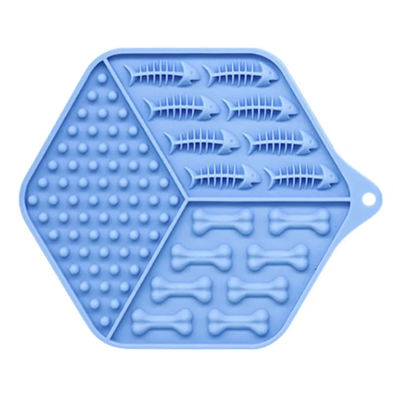 Flexible silicone pet feeding mat, waterproof, keeps bowls in place, essential pet care accessory