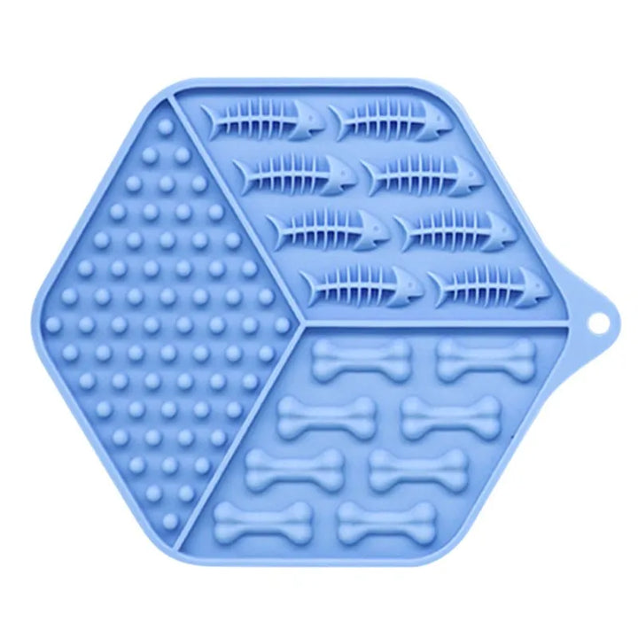 Flexible silicone pet feeding mat, waterproof, keeps bowls in place, essential pet care accessory
