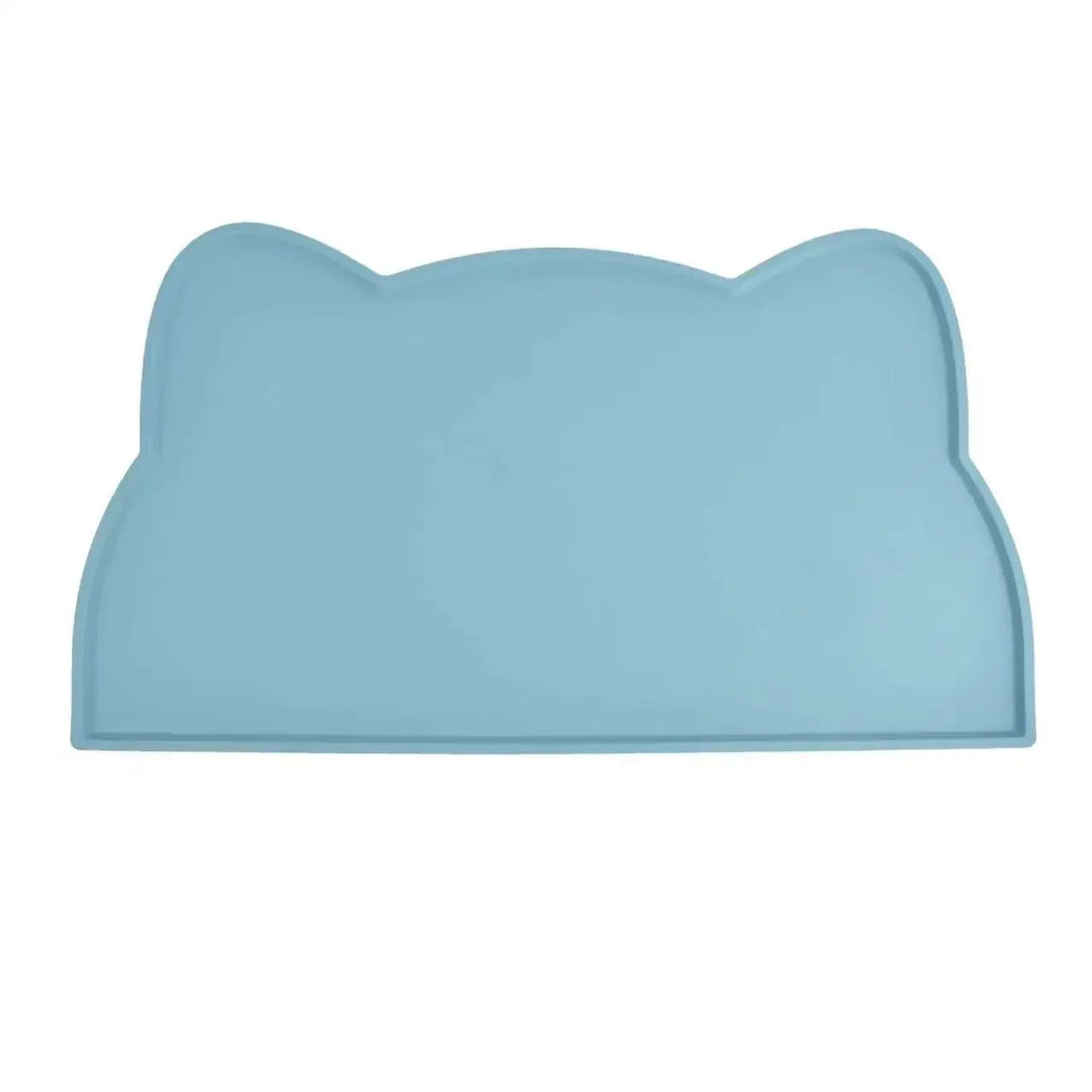 Waterproof silicone pet mat in blue, a great non-slip accessory for cat feeding