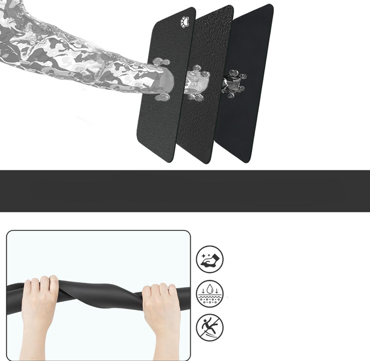 Unisex black silicone pet feeding mat for dogs and cats, keeps floors neat and dry