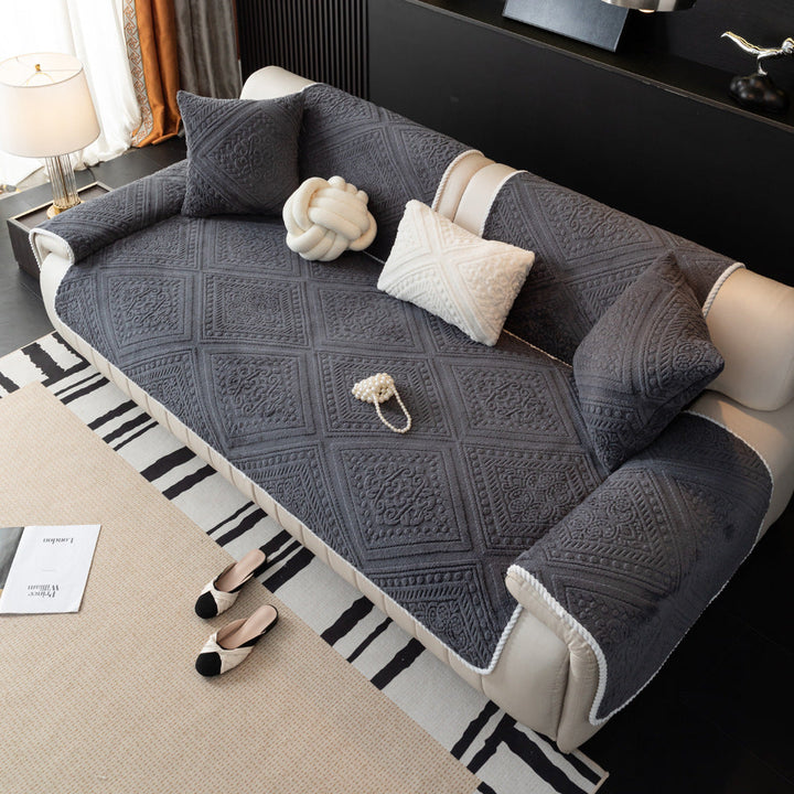 Thick plush Nordic style sofa cover, providing comfort and anti-slip security
