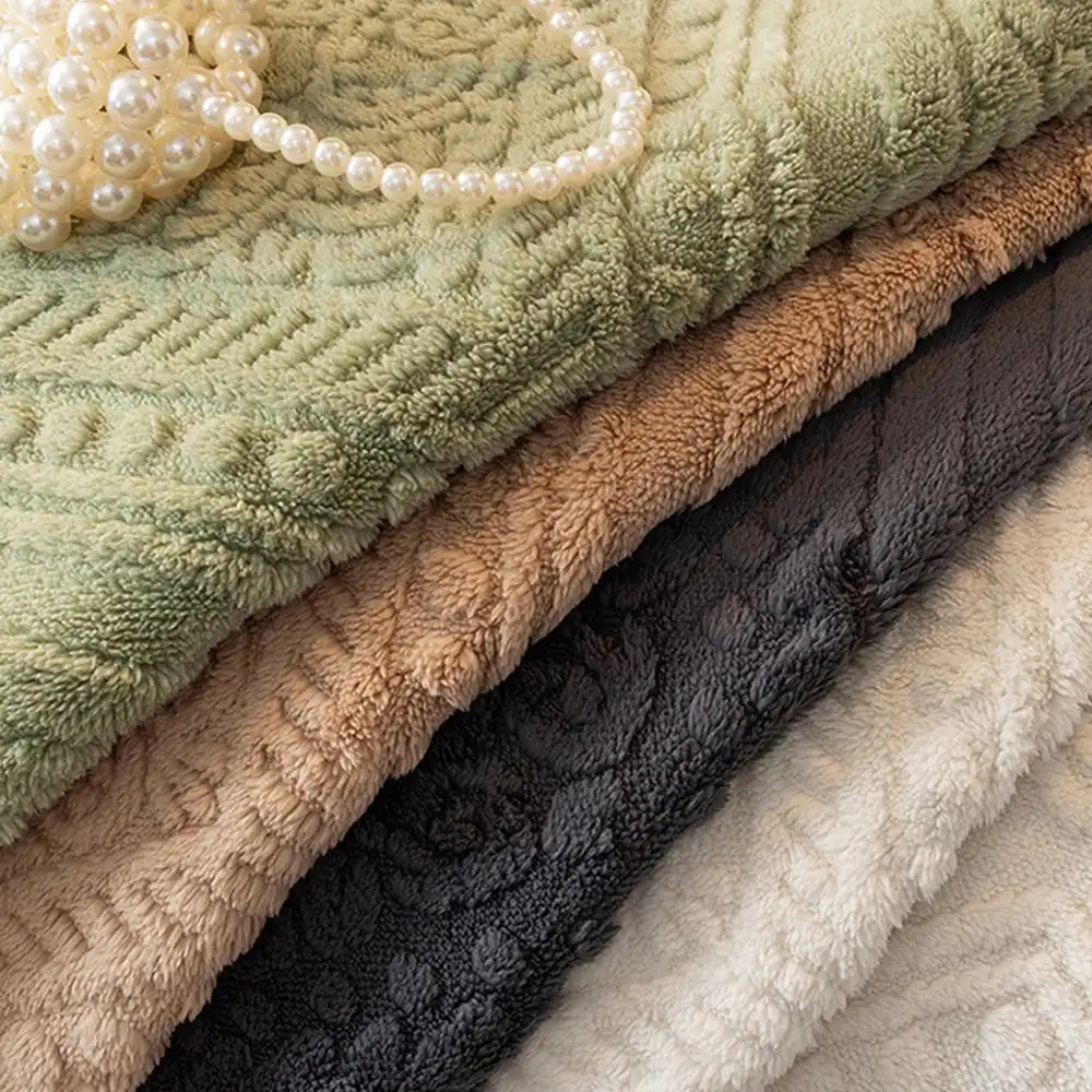 Carved Nordic style plush couch cover, providing pet-friendly furniture protection