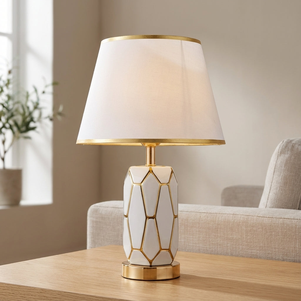 Nostalux ceramic table lamp, perfect for bedroom or living room, offering soft ambient light. Modern retro style.