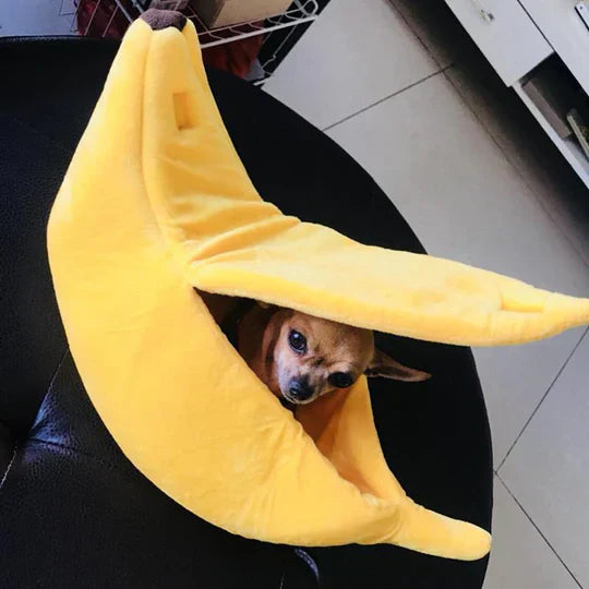 Novelty banana pet bed for cats & small dogs, cozy and soft yellow pet accessory