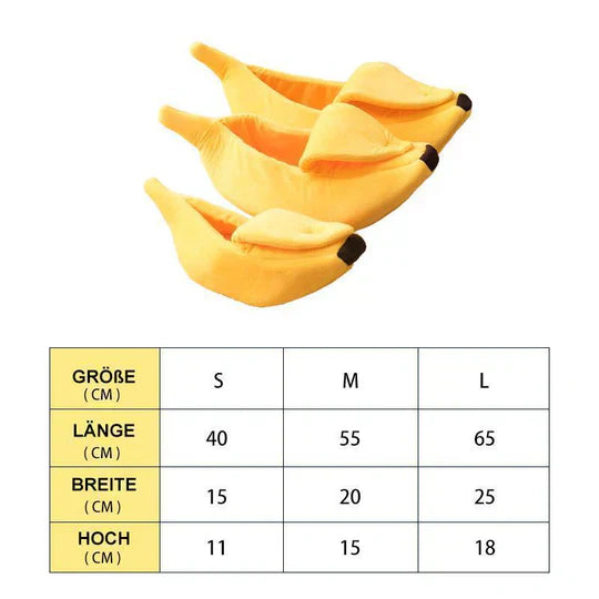 Comfortable banana cat bed, plush interior for deep sleep, adorable & soft pet supply