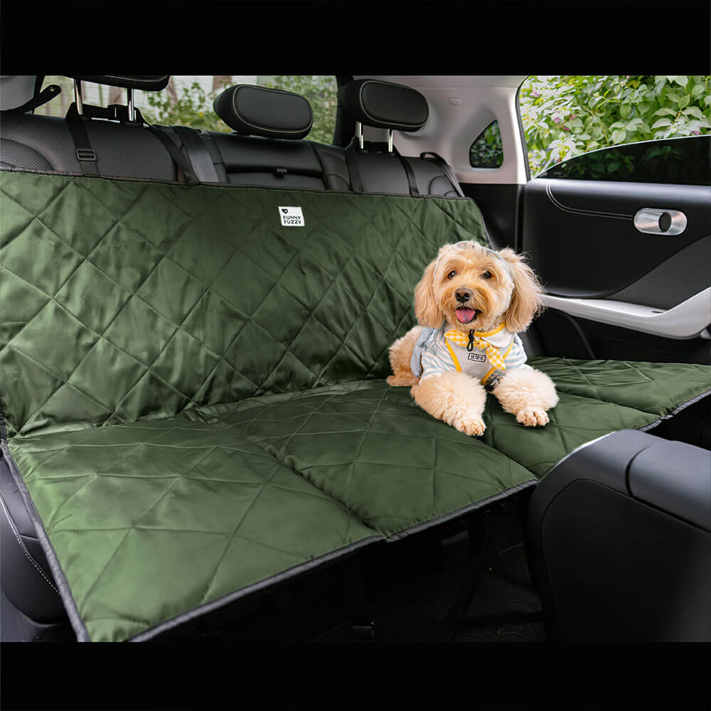 Back seat dog bed, olive green portable design, perfect for secure and clean pet travel
