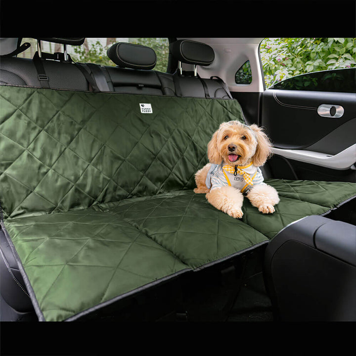 Back seat dog bed, olive green portable design, perfect for secure and clean pet travel