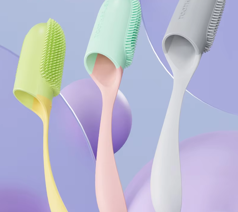Close-up of soft bristles on oral care toothbrush for gentle plaque removal