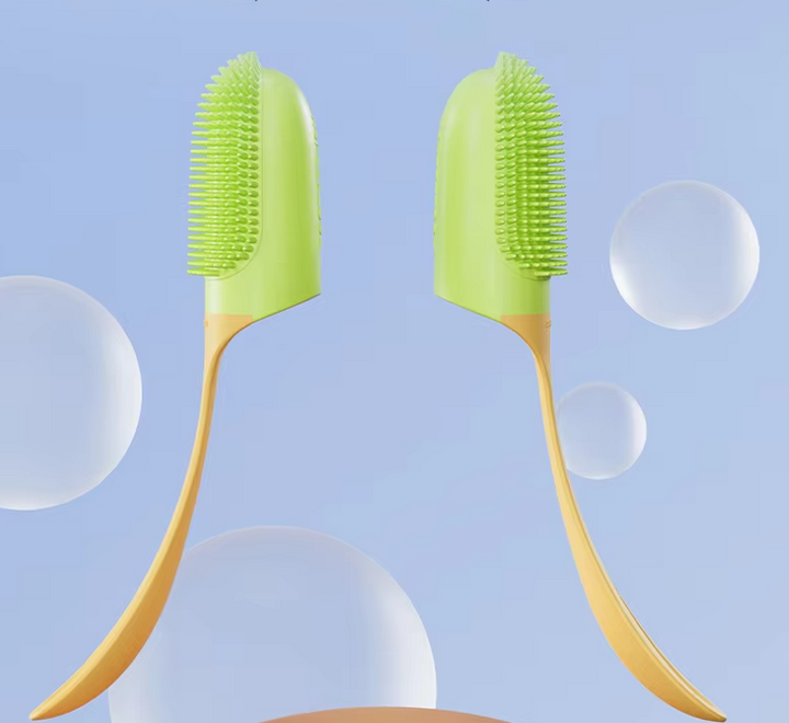 Product shot of the toothbrush & tongue cleaner, essential for fresh breath and plaque removal