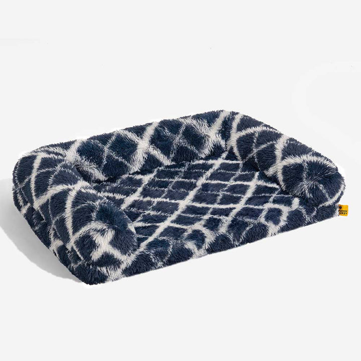 Small pet bed, orthopedic bolster style, with a soft, washable cover