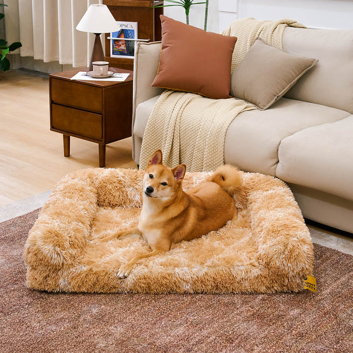 Dog sofa bed with orthopedic support and easily removable cover