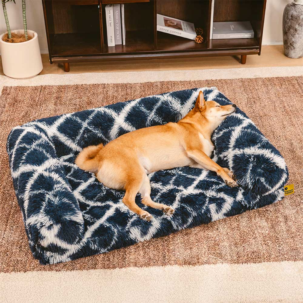 Plush orthopedic dog bed, sofa style with bolsters, removable cover