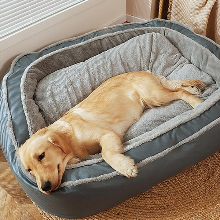 Comfortable polyester dog bed cover, soft plush surface, ideal for large pets.