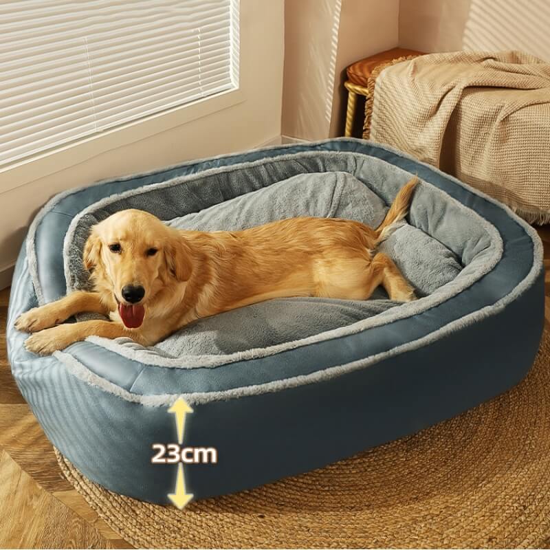 Replacement cover for large orthopedic dog bed, grey polyester, ultimate pet comfort.