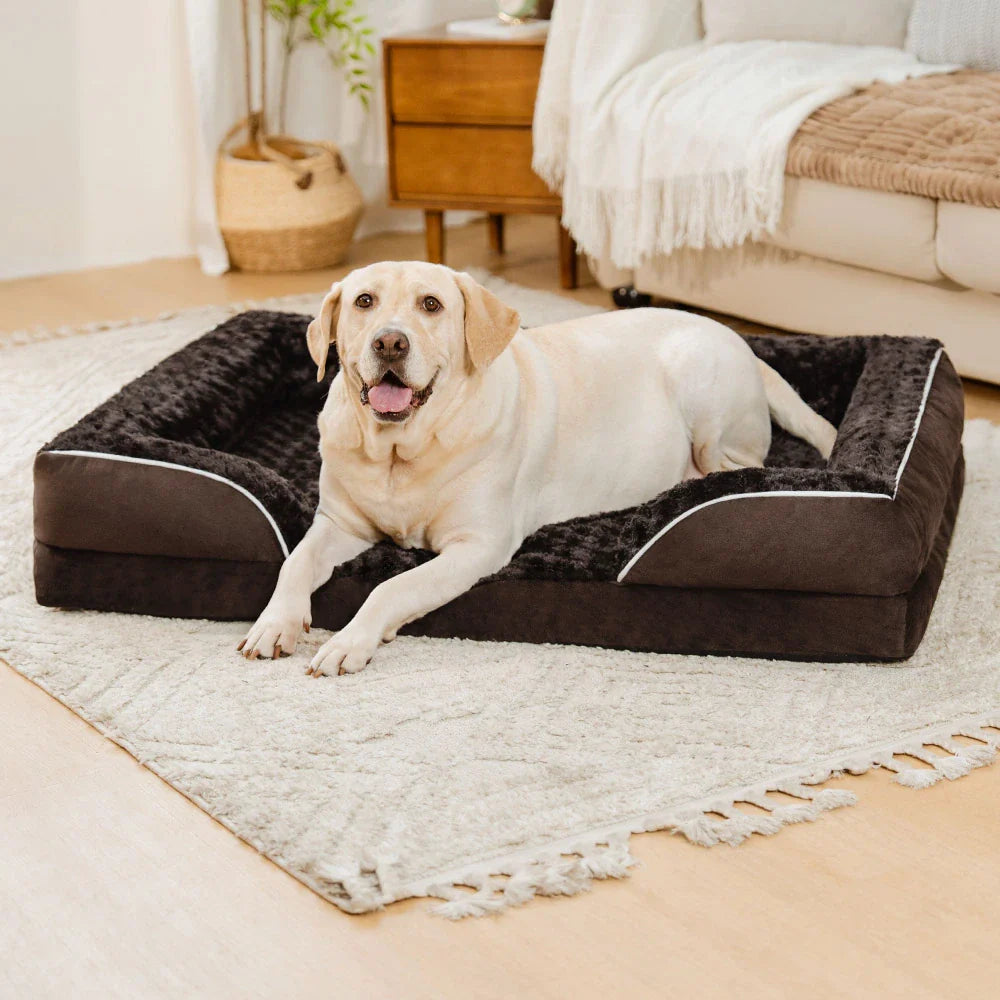 Pet supplies essential: orthopedic dog bed with removable, water-repellent, washable cover.