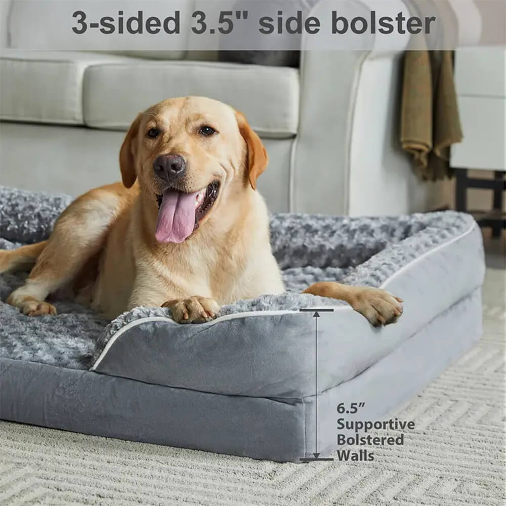 Washable dog bed with orthopedic design, perfect for pets needing joint support and comfort.