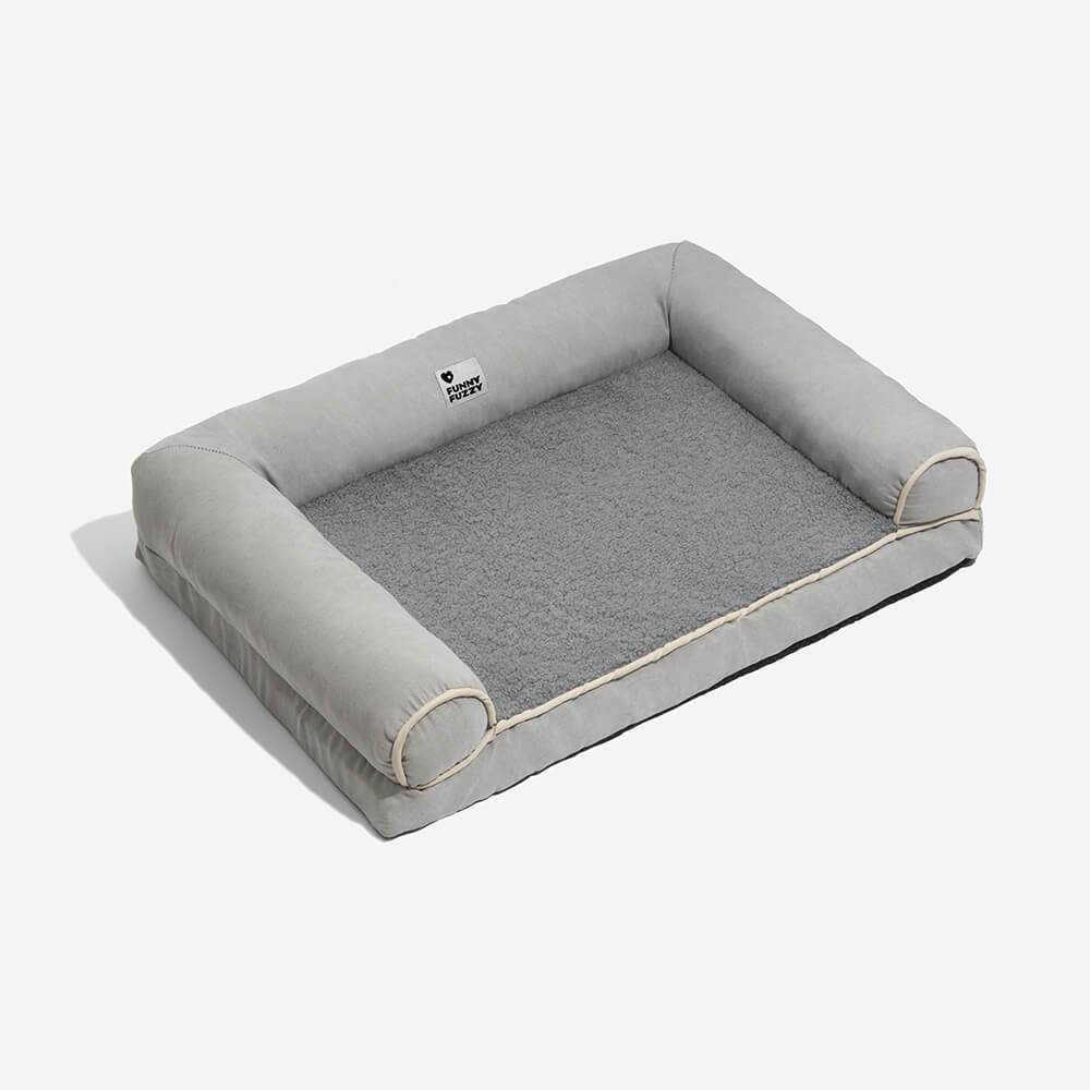 Resilient orthopedic dog bed, full comfort bolster, washable for hygiene