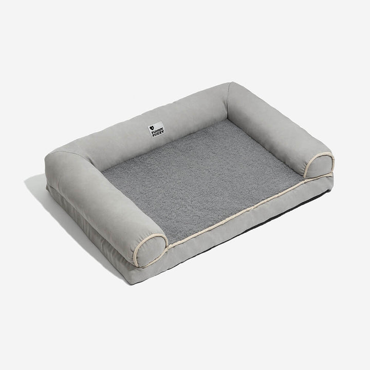 Resilient orthopedic dog bed, full comfort bolster, washable for hygiene