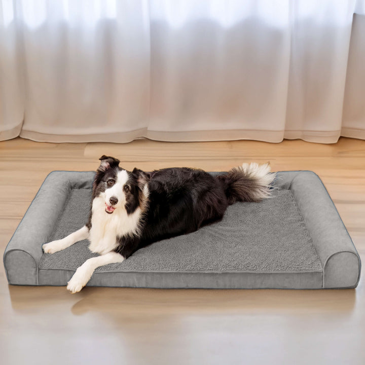 Orthopedic dog bed with full bolster, a cozy & supportive pet bed solution