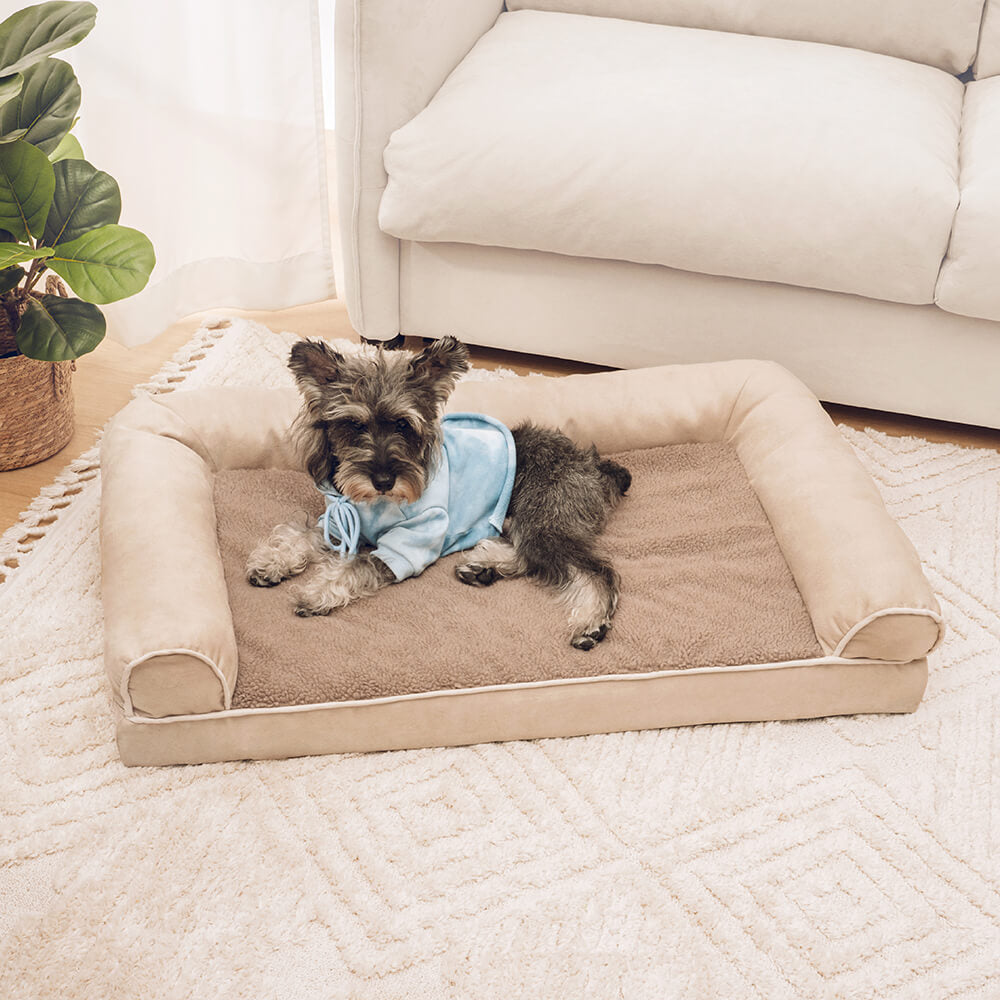 Full bolster orthopedic dog bed, ideal for pets needing joint support & rest