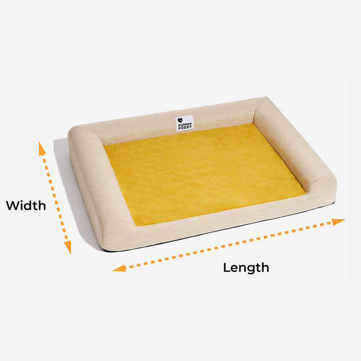 Orthopedic pet bed in a neutral color, blends with home decor while supporting dog joints