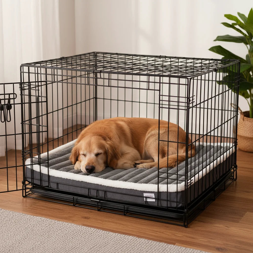 Luxurious memory foam dog bed providing superior joint support for aging pets