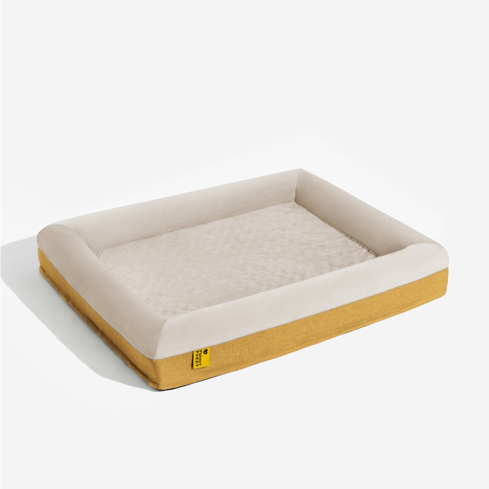 Stylish grey orthopedic pet bed, suede finish, for ultimate joint support.