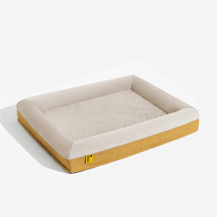 Stylish grey orthopedic pet bed, suede finish, for ultimate joint support.