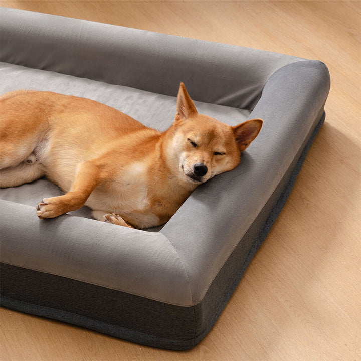 Washable suede orthopedic dog bed, perfect for pet comfort and support.