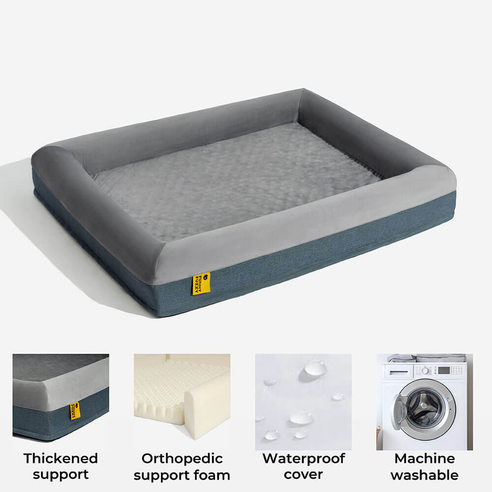 Durable grey orthopedic dog bed, offering maximum joint support to pets.