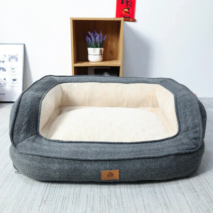Unisex orthopedic pet bed with a soft, supportive design and a zipper for cover removal
