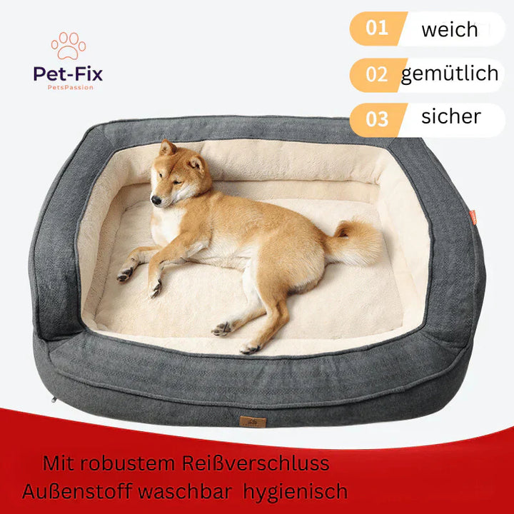 High-quality pet supplies: orthopedic dog bed with removable, washable cover for easy cleaning.
