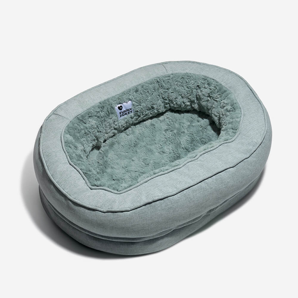 Small orthopedic donut dog bed, perfect for providing comfort and anxiety relief.