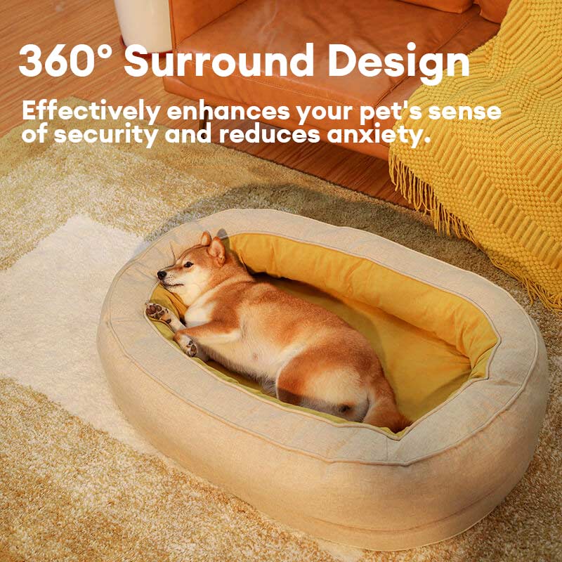 Washable orthopedic donut dog bed, perfect for anxiety relief in small dogs.