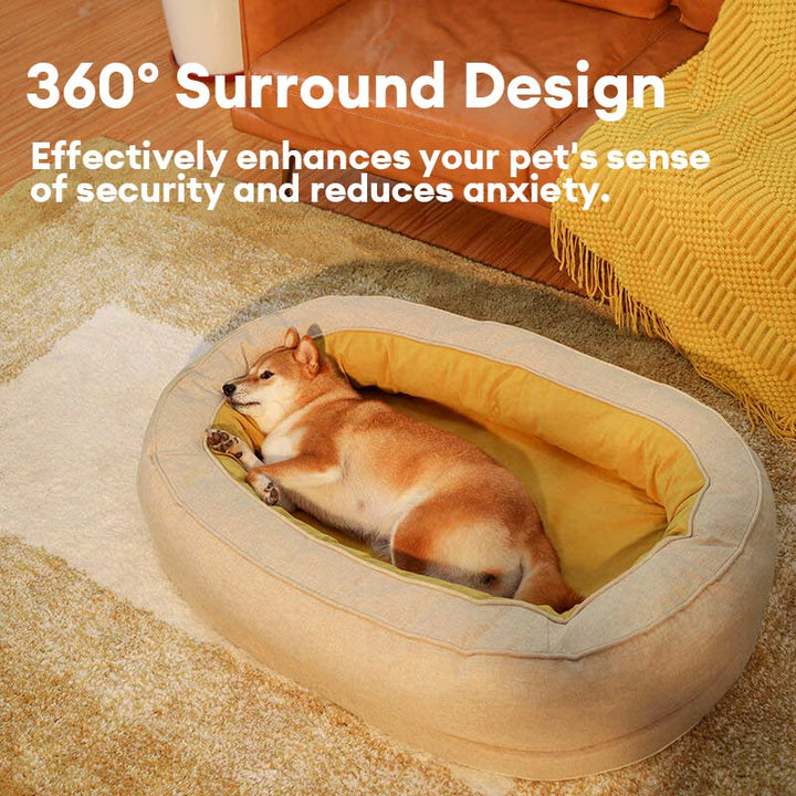 Washable orthopedic donut dog bed, perfect for anxiety relief in small dogs.