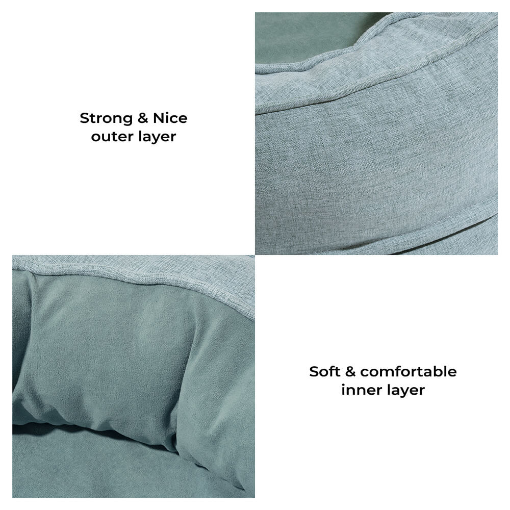 Soft grey orthopedic donut dog bed, offering luxurious comfort and support.