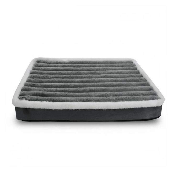 High-density foam orthopedic dog bed with a soft, removable cover, ideal for pet comfort and support.