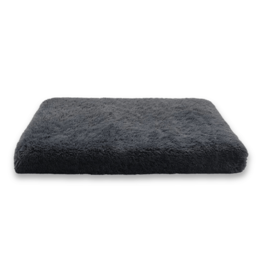Orthopedic memory foam dog bed, plush grey, for joint support, all-season comfort, non-slip base