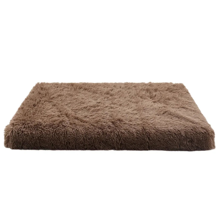 Plush memory foam pet bed, neutral tone, offers excellent orthopedic joint relief and comfort