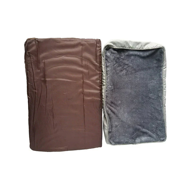 Close-up of a plush dog bed cover, highlighting the soft texture and durable orthopedic support.