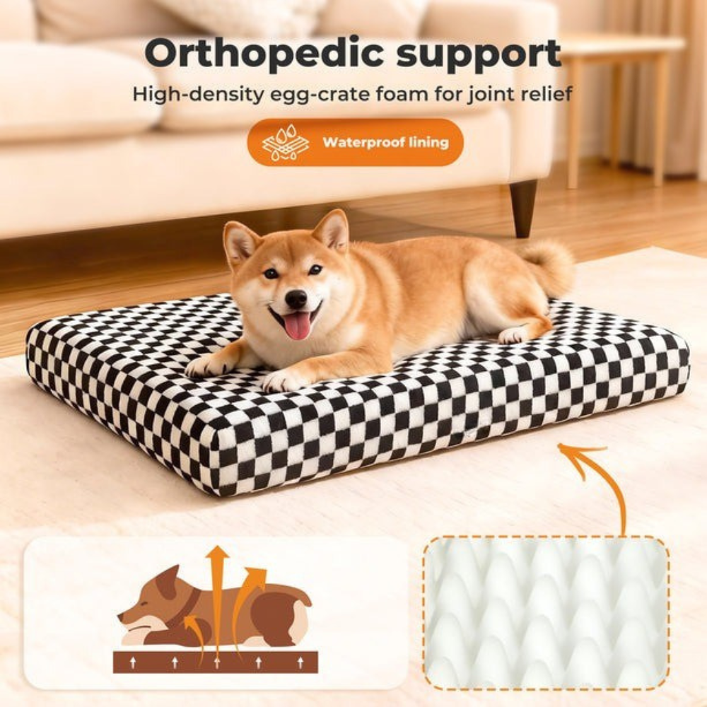Comfortable pet mattress: memory foam dog bed with a washable cover, ideal for senior pets.