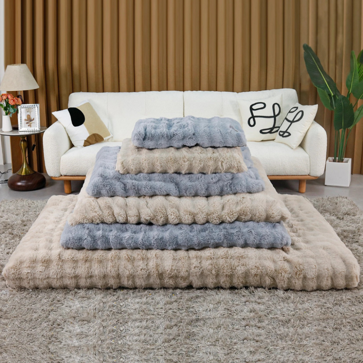 Orthopedic memory foam dog bed with a washable grey cover, perfect for large dogs, ensuring comfort and support.
