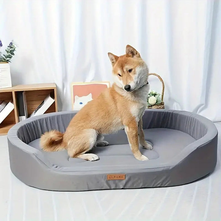 Large orthopedic dog bed, memory foam for joint support, breathable & washable.